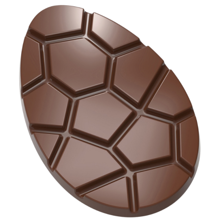 CW12028 Chocolate World - forma z poliwęglanu do czekoladowych jajek - dł. 140 x szer. 92 x wys. 10 mm / poj. 2 x 100 g