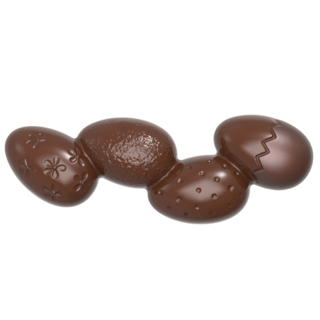 CW12188 Chocolate World - forma z poliwęglanu do batonów - pisanki - dł. 118 x szer. 42 x wys. 15 mm / poj. 38 g x 6 batonów