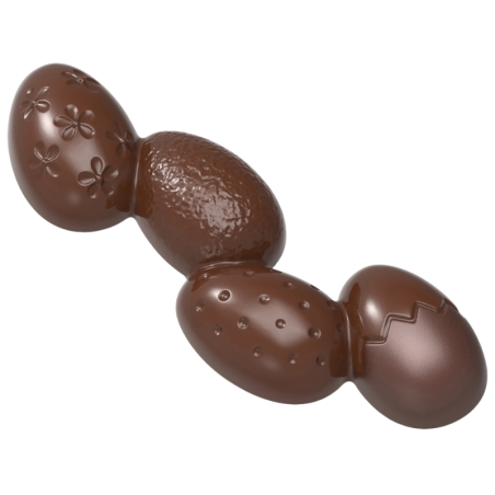 CW12188 Chocolate World - forma z poliwęglanu do batonów - pisanki - dł. 118 x szer. 42 x wys. 15 mm / poj. 38 g x 6 batonów