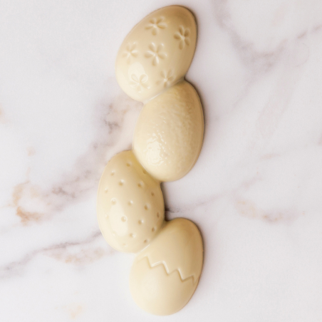 CW12188 Chocolate World - forma z poliwęglanu do batonów - pisanki - dł. 118 x szer. 42 x wys. 15 mm / poj. 38 g x 6 batonów