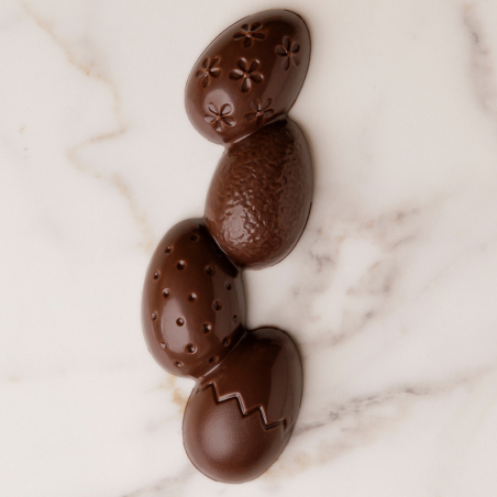 CW12188 Chocolate World - forma z poliwęglanu do batonów - pisanki - dł. 118 x szer. 42 x wys. 15 mm / poj. 38 g x 6 batonów