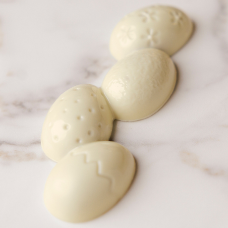 CW12188 Chocolate World - forma z poliwęglanu do batonów - pisanki - dł. 118 x szer. 42 x wys. 15 mm / poj. 38 g x 6 batonów