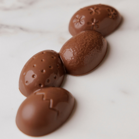 CW12188 Chocolate World - forma z poliwęglanu do batonów - pisanki - dł. 118 x szer. 42 x wys. 15 mm / poj. 38 g x 6 batonów