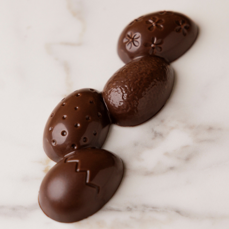 CW12188 Chocolate World - forma z poliwęglanu do batonów - pisanki - dł. 118 x szer. 42 x wys. 15 mm / poj. 38 g x 6 batonów