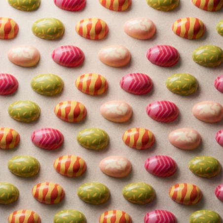 Pisanki - wielkanocny zestaw do dekorowania pralin - forma z Tritanu + stemple silikonowe - Uovo 01 & Choco Stamp E - Silikomart