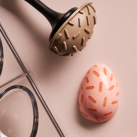 Pisanki - wielkanocny zestaw do dekorowania pralin - forma z Tritanu + stemple silikonowe - Uovo 01 & Choco Stamp E - Silikomart