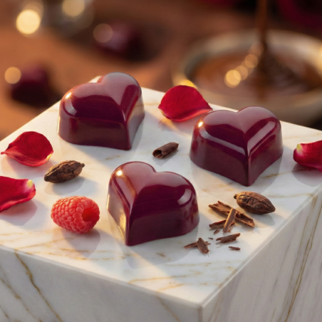 CW1526 Serce - Chocolate World - forma z poliwęglanu do pralin - dł. 27 x szer. 31 x wys. 17 mm / poj. 9 g x 28 pralin