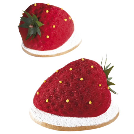 PX4333 Truskawka - forma silikonowa do deserów w kształcie owoców - dł. 71 x szer. 54 x wys. 46 mm / poj. 90 ml x 20 porcji