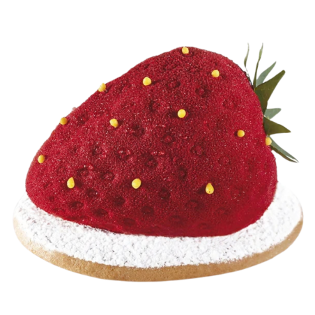 PX4333 Truskawka - forma silikonowa do deserów w kształcie owoców - dł. 71 x szer. 54 x wys. 46 mm / poj. 90 ml x 20 porcji