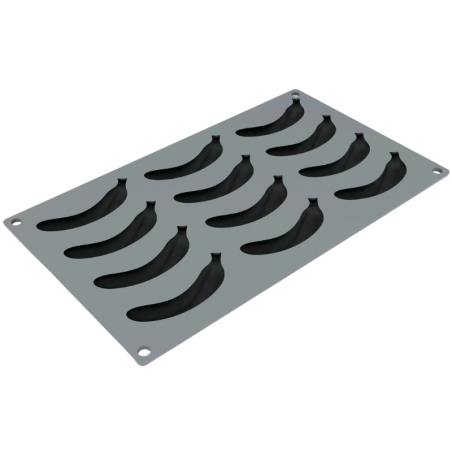 GG035 Baby Banana - forma silikonowa do deserów i dekoracji - banan - dł. 90 x szer. 40.5 x wys. 25 mm / poj. 40 ml x 12 porcji