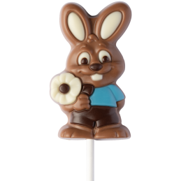 op. 25 g - króliczek w niebieskim ubranku - dekoracyjny lizak z mlecznej czekolady - dł. 162 mm - nr. kat. 10799