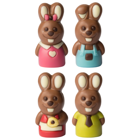 op. 10 g - mały króliczek - w czterech wzorach wysyłanych losowo - dekoracyjna figurka czekoladowa - nr. kat. 10242