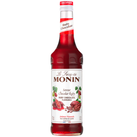 op. 0.7 l Syrop o smaku czekolady rubinowej - Ruby Chocolate Le Sirop de Monin - szklana butelka