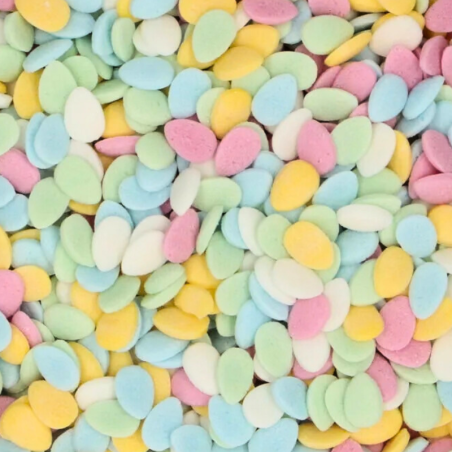 op. 60 g Pisanki - mieszanka kolorowych konfetti cukrowych w pastelowych kolorach - jajka - dł. 6-8 mm