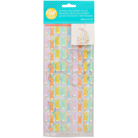 op. 20 szt. Celofanowe woreczki do pakowania wielkanocnych ciasteczek i słodyczy - dł. 241 x szer. 101 mm - Wilton