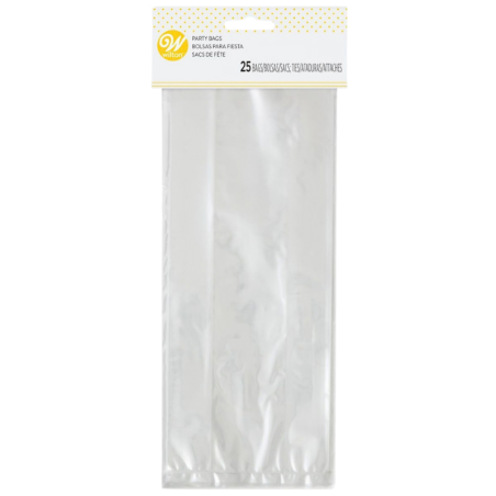 op. 25 szt. Transparentne celofanowe woreczki do pakowania ciasteczek i słodyczy - dł. 241 x szer. 101 mm - Wilton