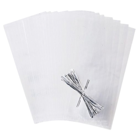 op. 25 szt. Transparentne celofanowe woreczki do pakowania ciasteczek i słodyczy - dł. 241 x szer. 101 mm - Wilton