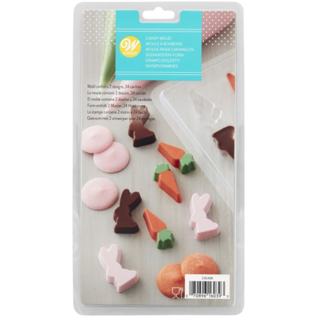 Królik i marchewka - forma do domowych czekoladek na Wielkanoc - dł. 35 x szer. 20 mm x 24 czekoladki