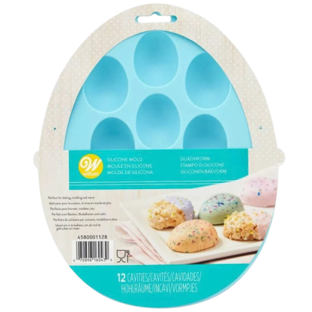 Uniwersalna forma silikonowa w kształcie jajek - na 12 porcji wielkanocnych słodyczy - dł. 45 x szer. 35 x wys. 20 mm
