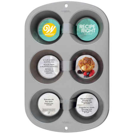 Metalowa forma do wypieku sześciu dużych muffinów - śr. 90 x wys. 50 mm - Jumbo Muffin Wilton
