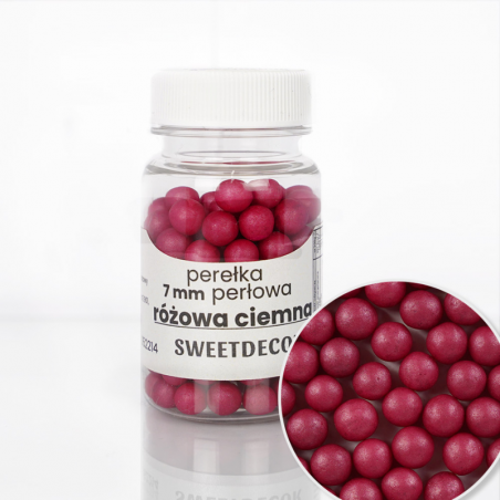 perełka duża perłowa ciemna różowa - posypka dekoracyjna od sweet decor