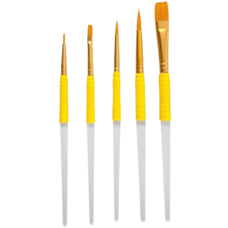 op. 5 szt. Zestaw pędzelków do dekoracji cukierniczych - nylonowe włosie i antypoślizgowy uchwyt - nr. kat. CB1007 PME Cake