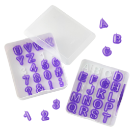 Zestaw foremek do wycinania napisów z masy cukrowej - drukowane litery + cyfry + znaki specjalne - Wilton