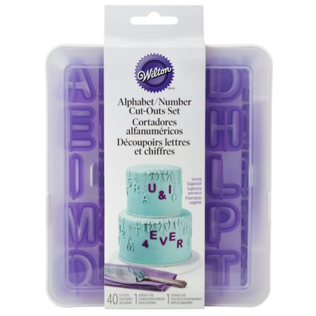Zestaw foremek do wycinania napisów z masy cukrowej - drukowane litery + cyfry + znaki specjalne - Wilton