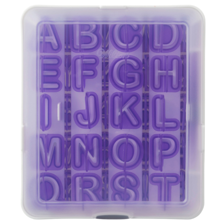 Zestaw foremek do wycinania napisów z masy cukrowej - drukowane litery + cyfry + znaki specjalne - Wilton