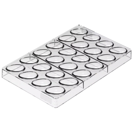Uovo 01 P Silikomart - forma do pralin z Tritanu - jajka - dł. 40 x szer. 28 x wys. 14 mm / poj. 8. ml x 24 praliny