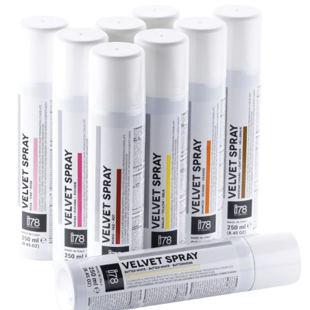 op. 250 ml Zamsz spożywczy w sprayu - strukturalny barwnik cukierniczy - Velvet Spray Silikomart