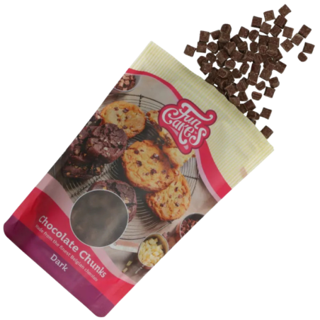 op. 0.35 kg Kawałki ciemnej czekolady do zapiekania - Bake Stable Chocolate Chunks Dark - nr. kat. F30135 Fun Cakes