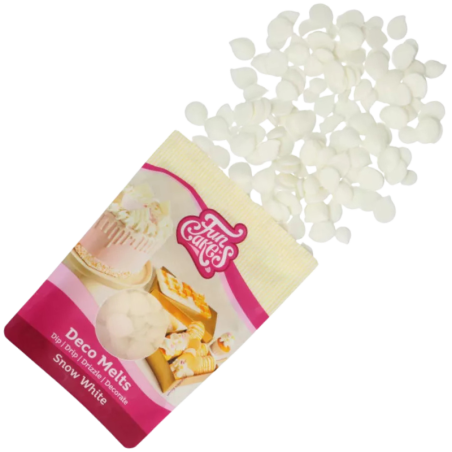 op. 1 kg Biała polewa cukiernicza w postaci łatwych do rozpuszczania kawałków - Deco Melts Snow White Fun Cakes