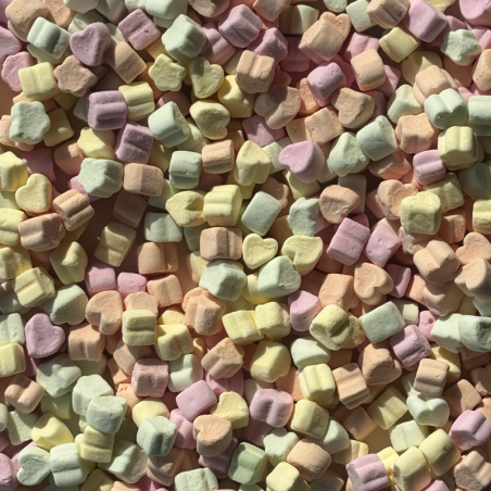 op. 500 g Crunchy Marshmallow kwiatki i serca - chrupiące pianki w pastelowych kolorach - posypka dekoracyjna