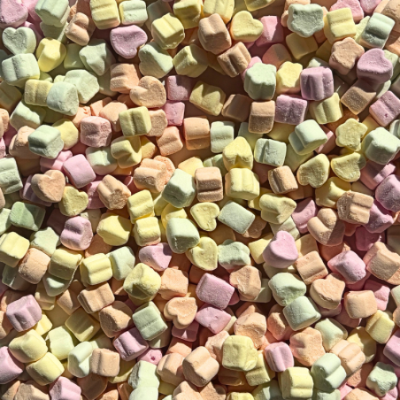 op. 500 g Crunchy Marshmallow kwiatki i serca - chrupiące pianki w pastelowych kolorach - posypka dekoracyjna