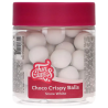 op. 130 g Białe chrupiące kulki czekoladowe do dekoracji - śr. 20 mm - choco crispy balls snow white - Fun Cakes