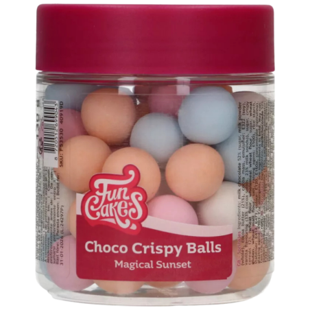 op. 130 g Pastelowe chrupiące kulki czekoladowe do dekoracji - śr. 20 mm - choco crispy balls magical sunset - Fun Cakes