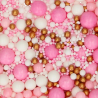 op. 80 g Pink Celebration - mieszanka perełek cukrowych w różnych rozmiarach - posypka dekoracyjna - Fun Cakes