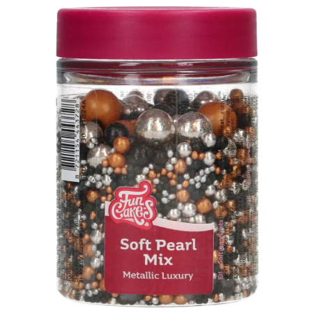 op. 80 g Metallic Luxury - mieszanka perełek cukrowych w różnych rozmiarach - posypka dekoracyjna - Fun Cakes
