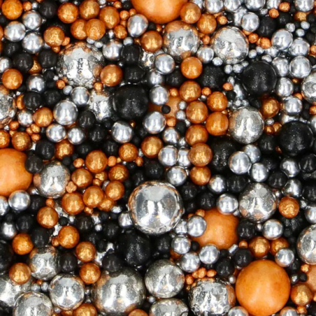 op. 80 g Metallic Luxury - mieszanka perełek cukrowych w różnych rozmiarach - posypka dekoracyjna - Fun Cakes