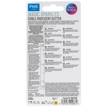 op. 3 g White Crystal Magic Sparkles - opalizujący brokat spożywczy do kreatywnych dekoracji