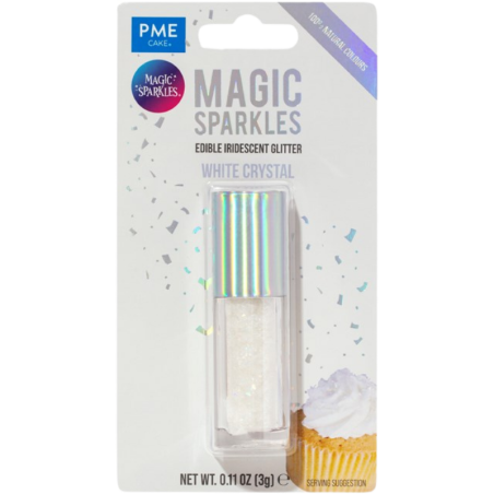 op. 3 g White Crystal Magic Sparkles - opalizujący brokat spożywczy do kreatywnych dekoracji