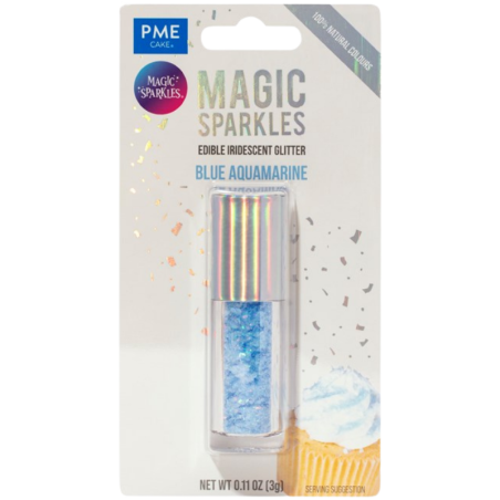 op. 3 g Blue Aquamarine Magic Sparkles - opalizujący brokat spożywczy do kreatywnych dekoracji