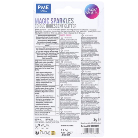 op. 3 g Party Popper Magic Sparkles - opalizujący brokat spożywczy do kreatywnych dekoracji