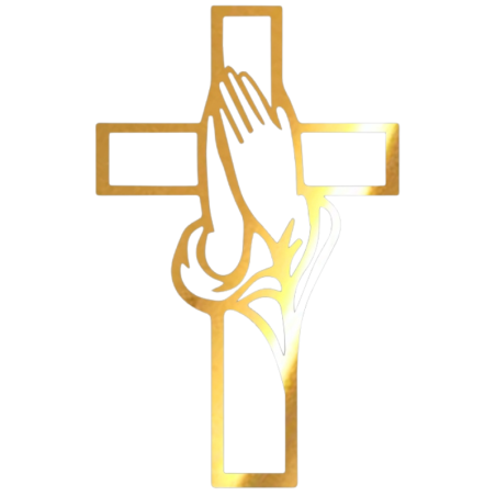 Krzyżyk - złota lustrzana dekoracja na tort komunijny - wys. 80 x szer. 50 mm - nr. kat. 275LZ