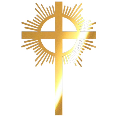 Krzyż - złota lustrzana dekoracja na tort komunijny - wys. 105 x szer. 70 mm - nr. kat. 257LZ