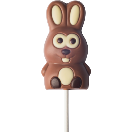 op. 25 g - wesoły króliczek - dekoracyjny lizak z mlecznej czekolady - dł. 137 mm - nr. kat. 10784