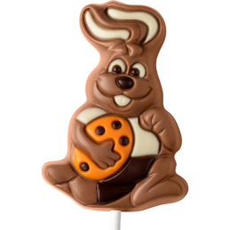 op. 35 g - królik z pisanką - dekoracyjny lizak z mlecznej czekolady - dł. 164 mm - nr. kat. 10786