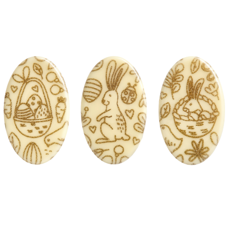op. 165 szt. Złote obrazki wielkanocne - zestaw dekoracji czekoladowych - wym. 24 x 40 mm - nr. kat. 33759 Barbara Decor
