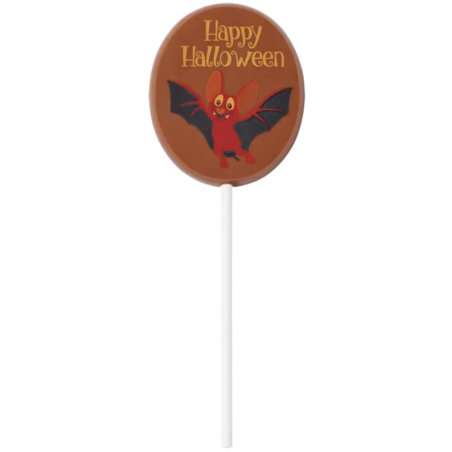 op. 25 g - Nietoperz - dekoracyjny lizak z mlecznej czekolady na Halloween - dł. 156 x szer. 56 mm